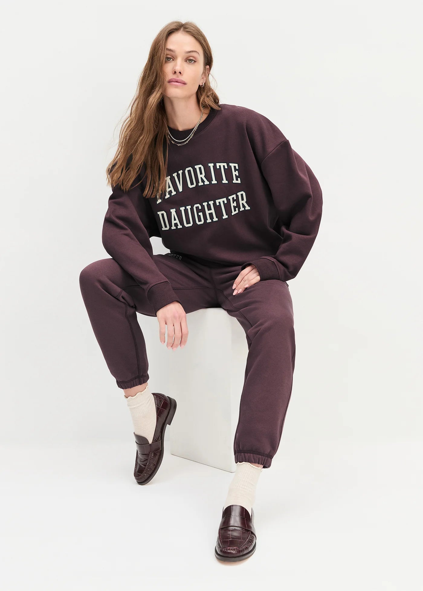 The Collegiate Jogger - Burgundy/Gardenia