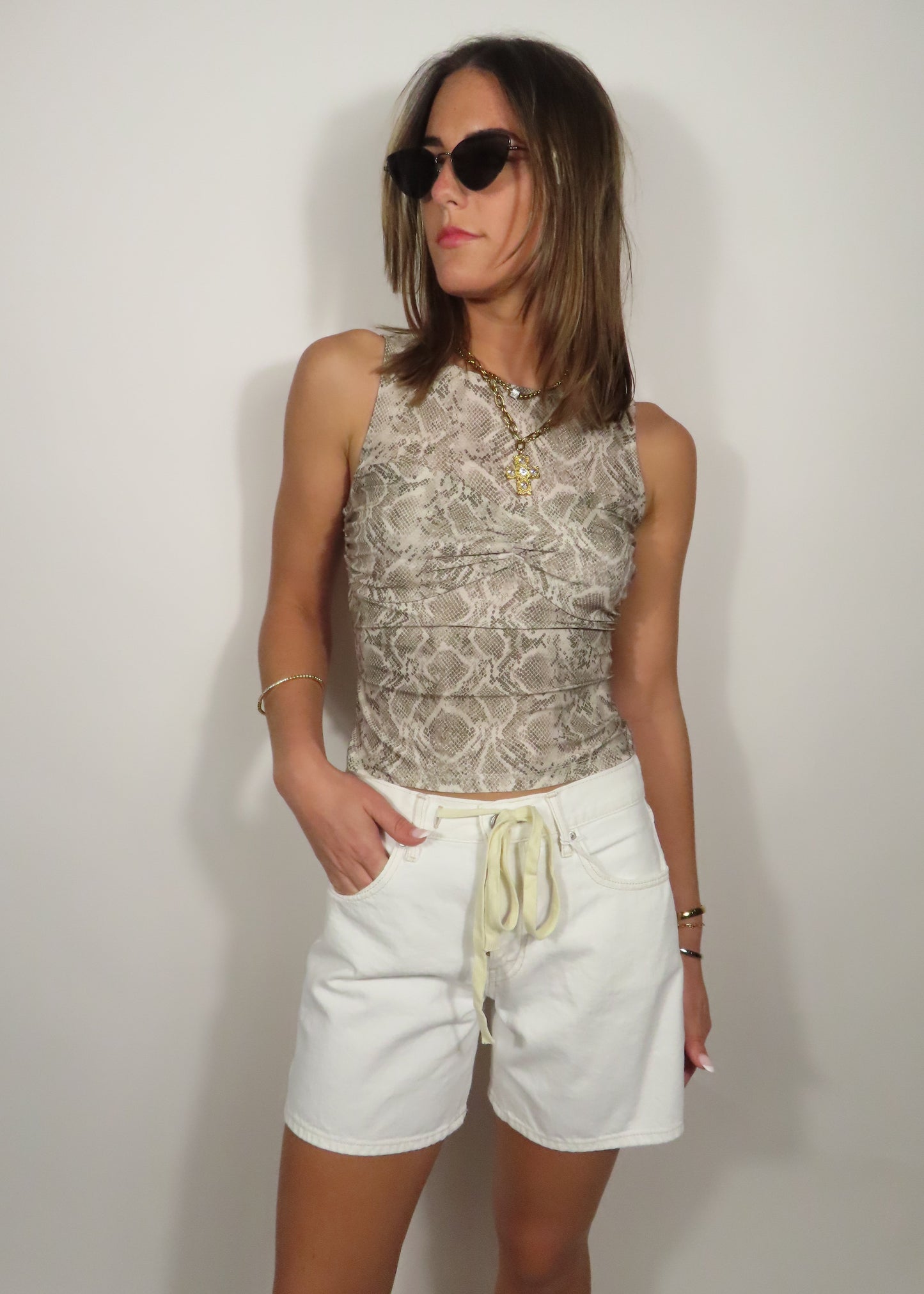 Tie Waist Denim Short