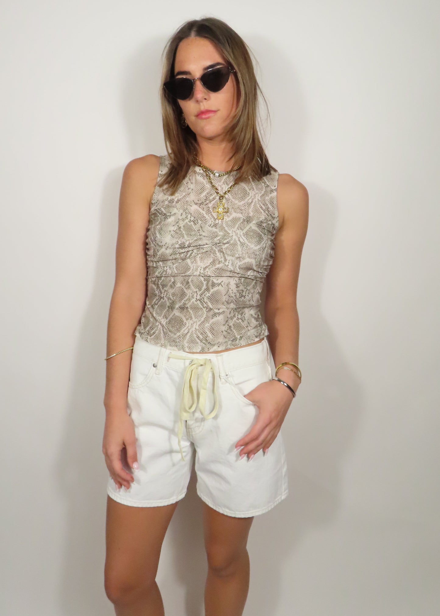 Tie Waist Denim Short