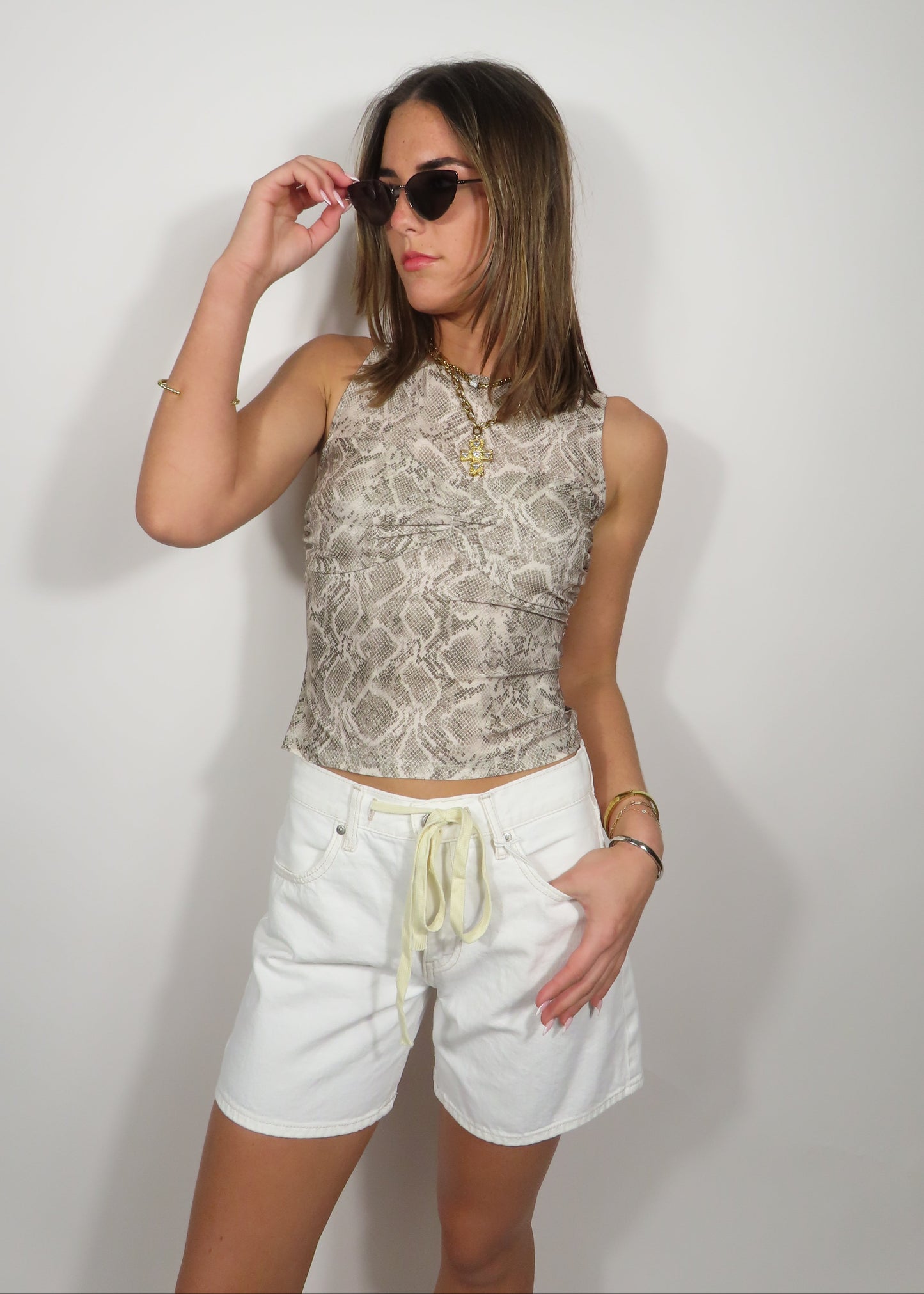 Tie Waist Denim Short