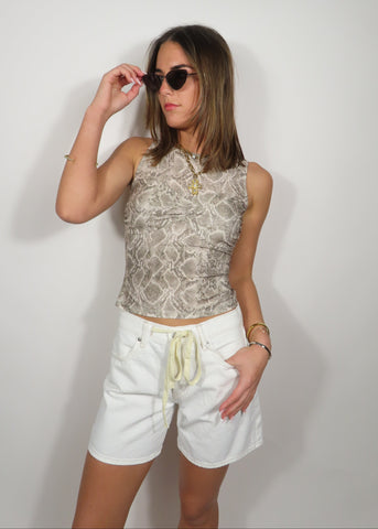 Tie Waist Denim Short