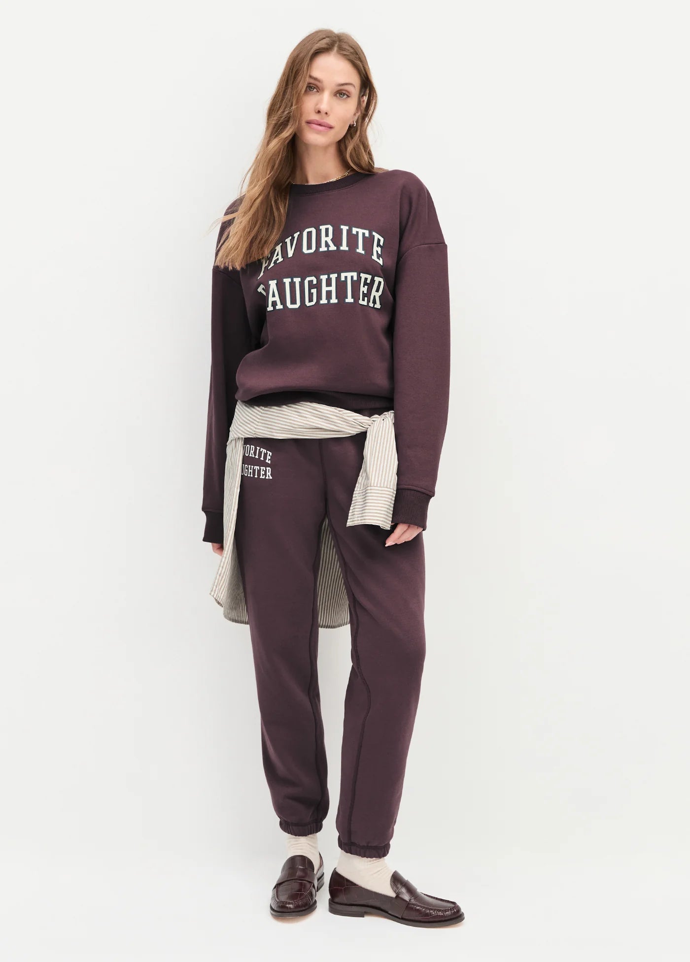 The Collegiate Jogger - Burgundy/Gardenia