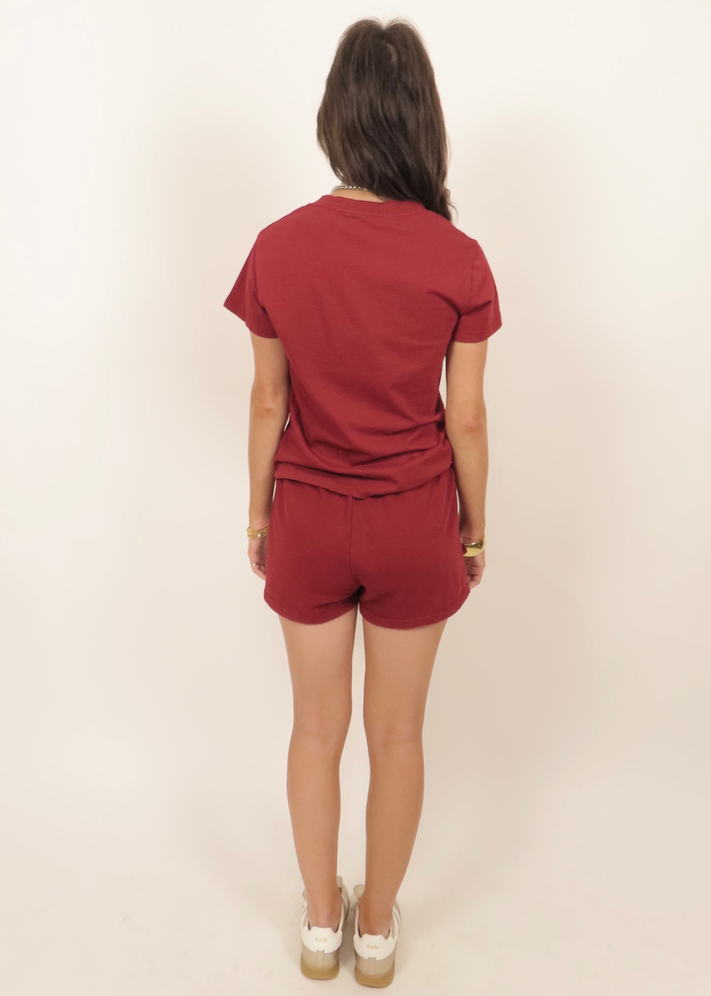 Hendrix Cotton Boxy V Neck Tee - Maple