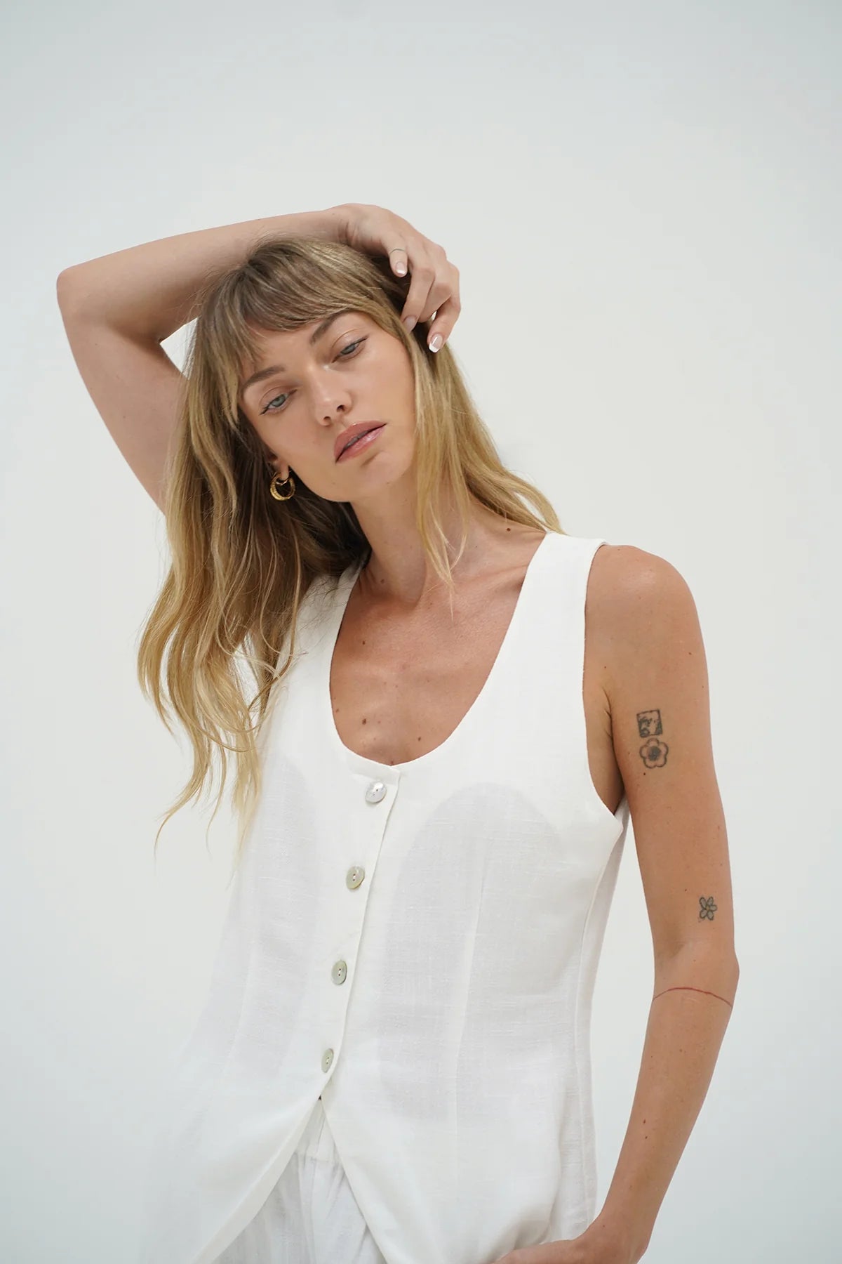 Kai Long Line Linen Vest