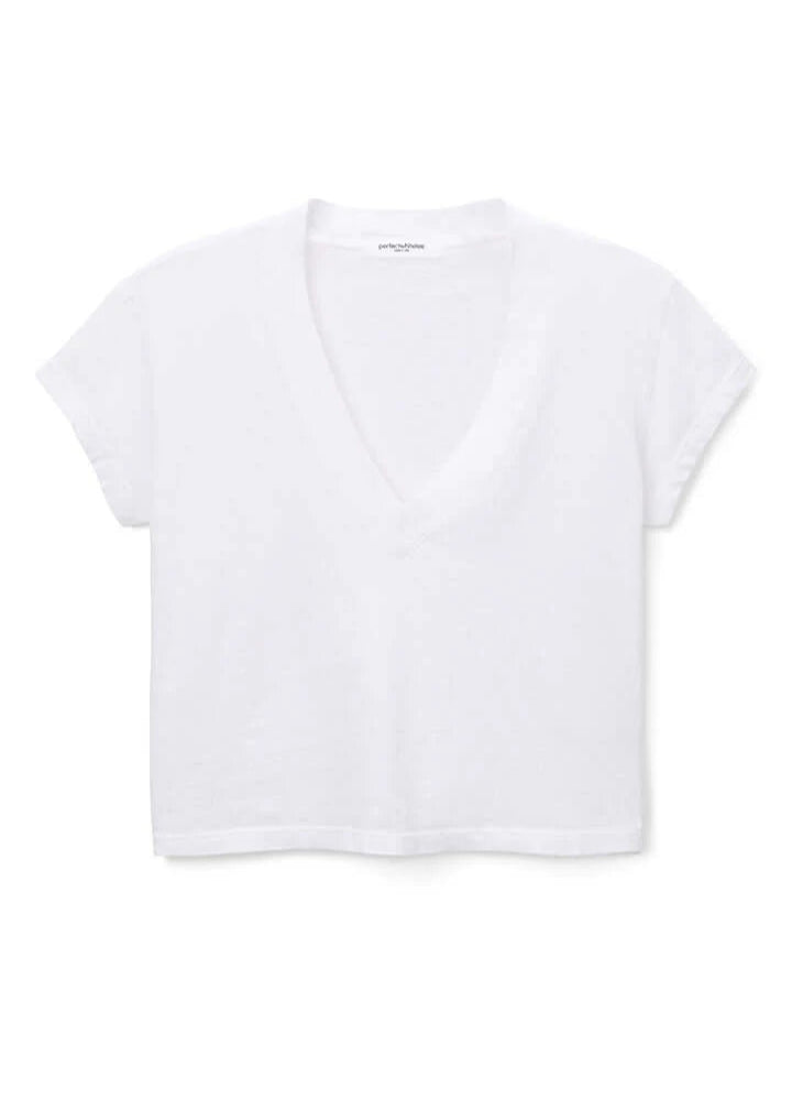 Alanis Recycled Cotton V Neck - White