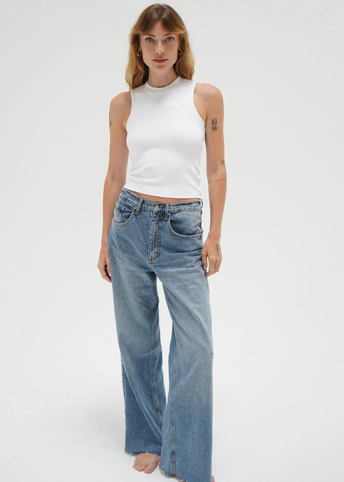 Double Layer Ribbed Tank - White