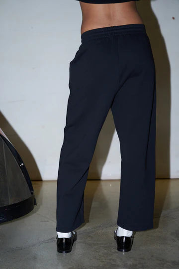 Fallon Structured Fleece Barrel Pant - Black