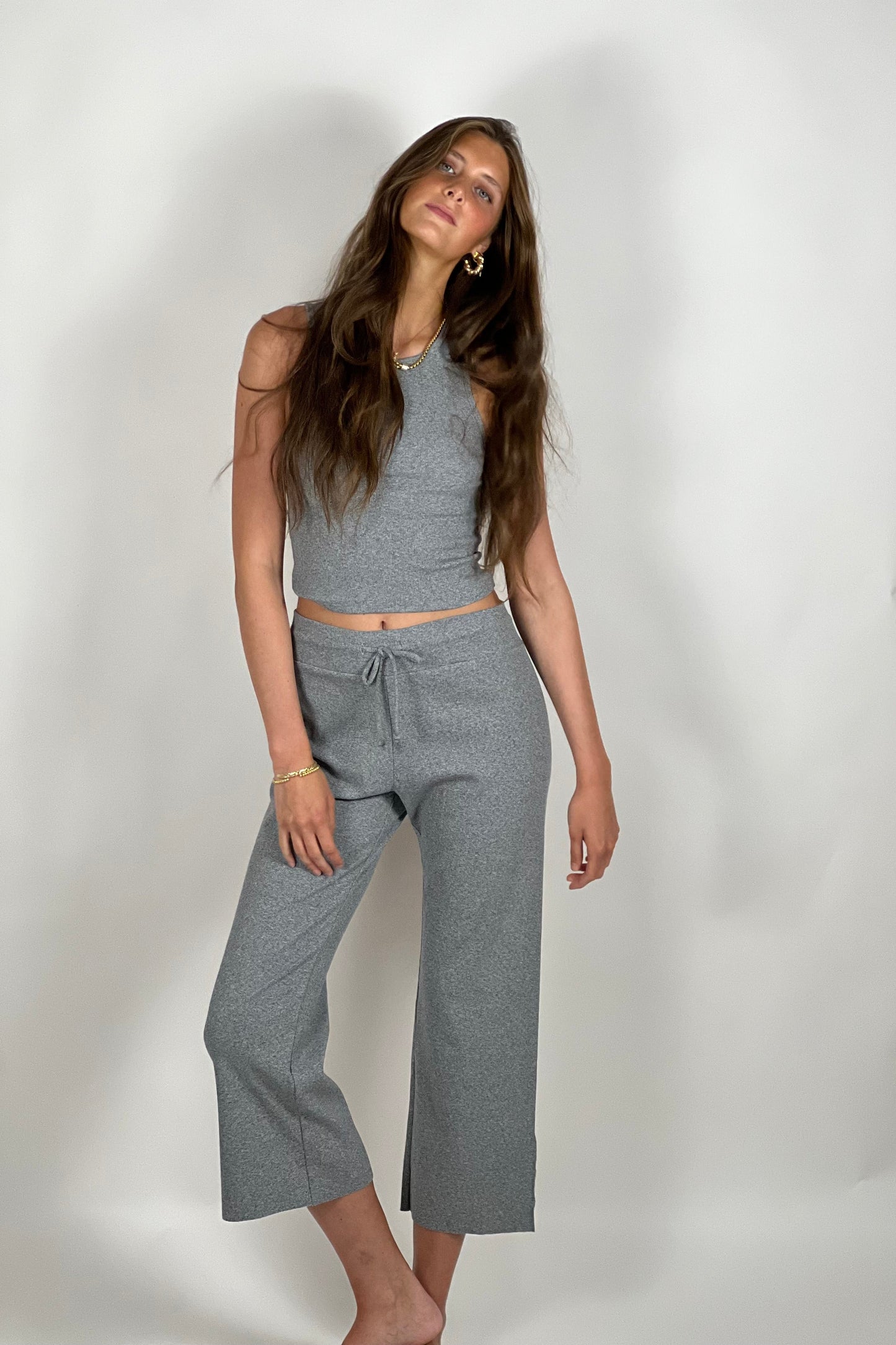 Kismet Cotton Rib Pant - Heather Grey