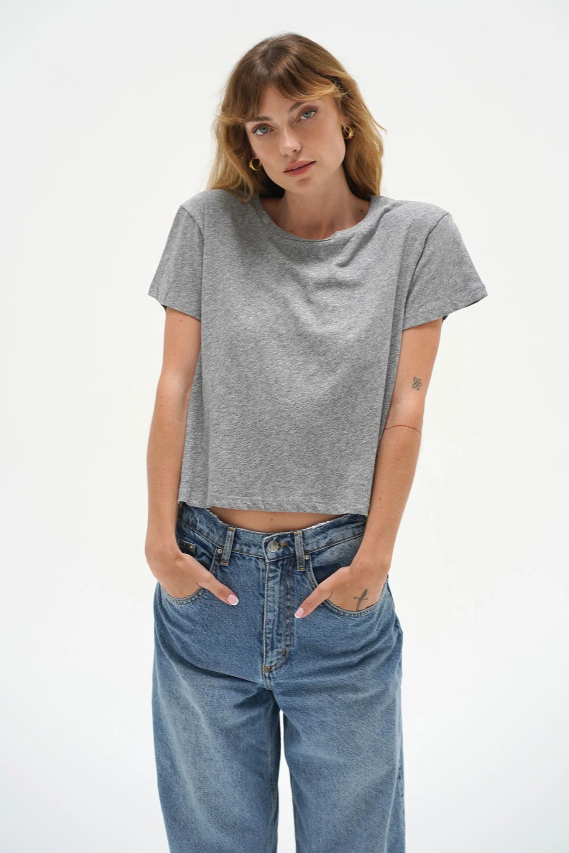 Shaden Cotton Crew - Heather Grey