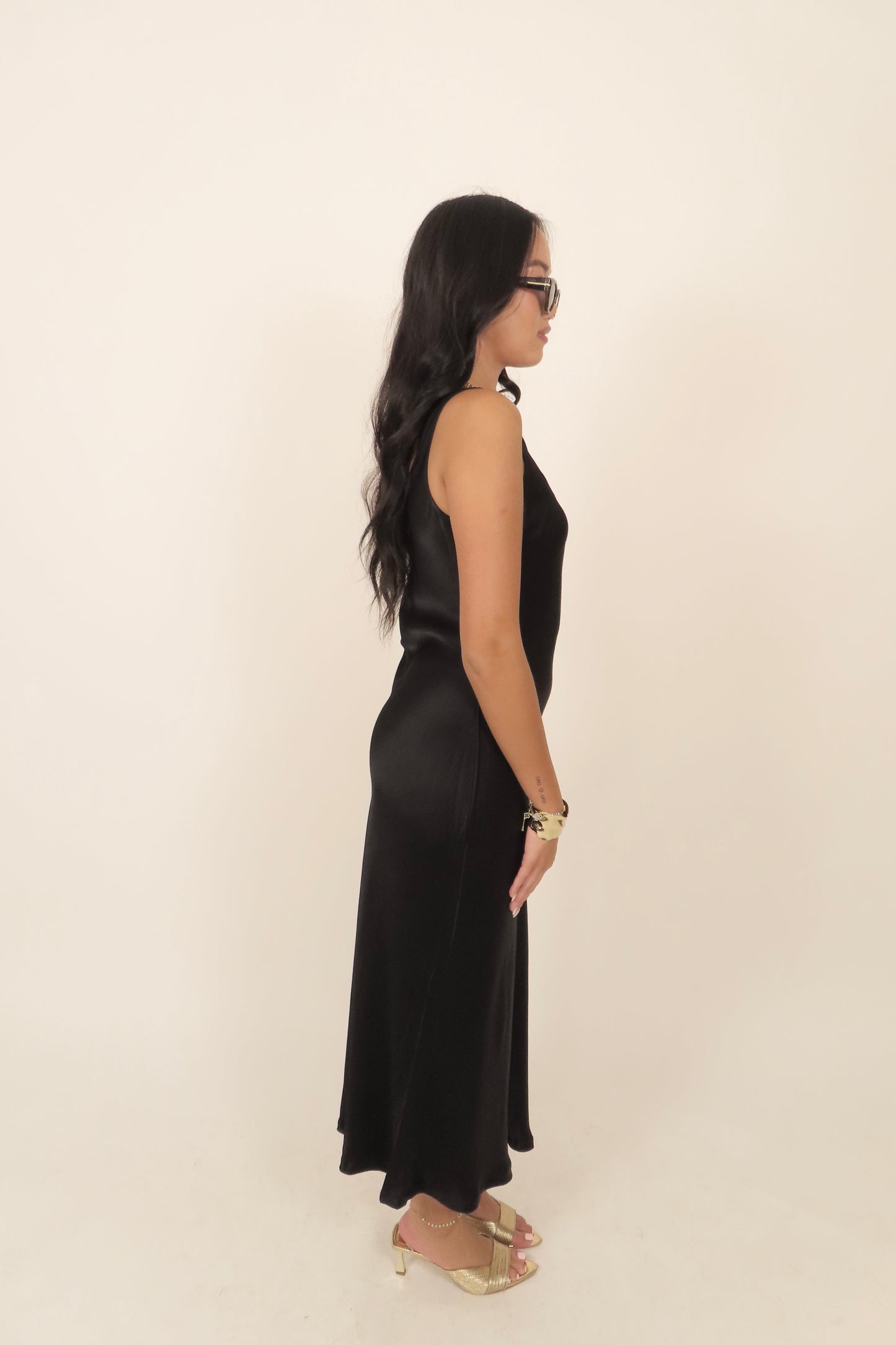 Shadow Silk Midi Dress