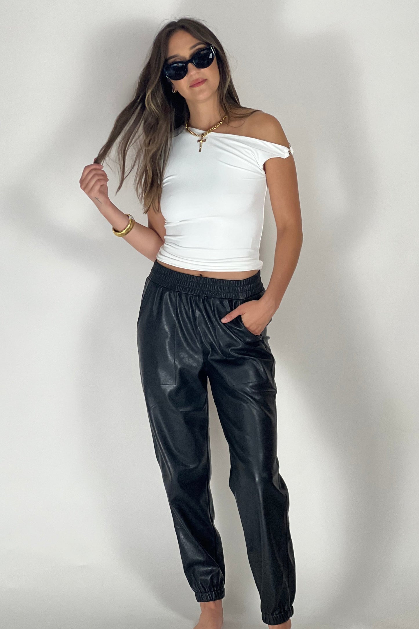 Utility Faux Leather Jogger