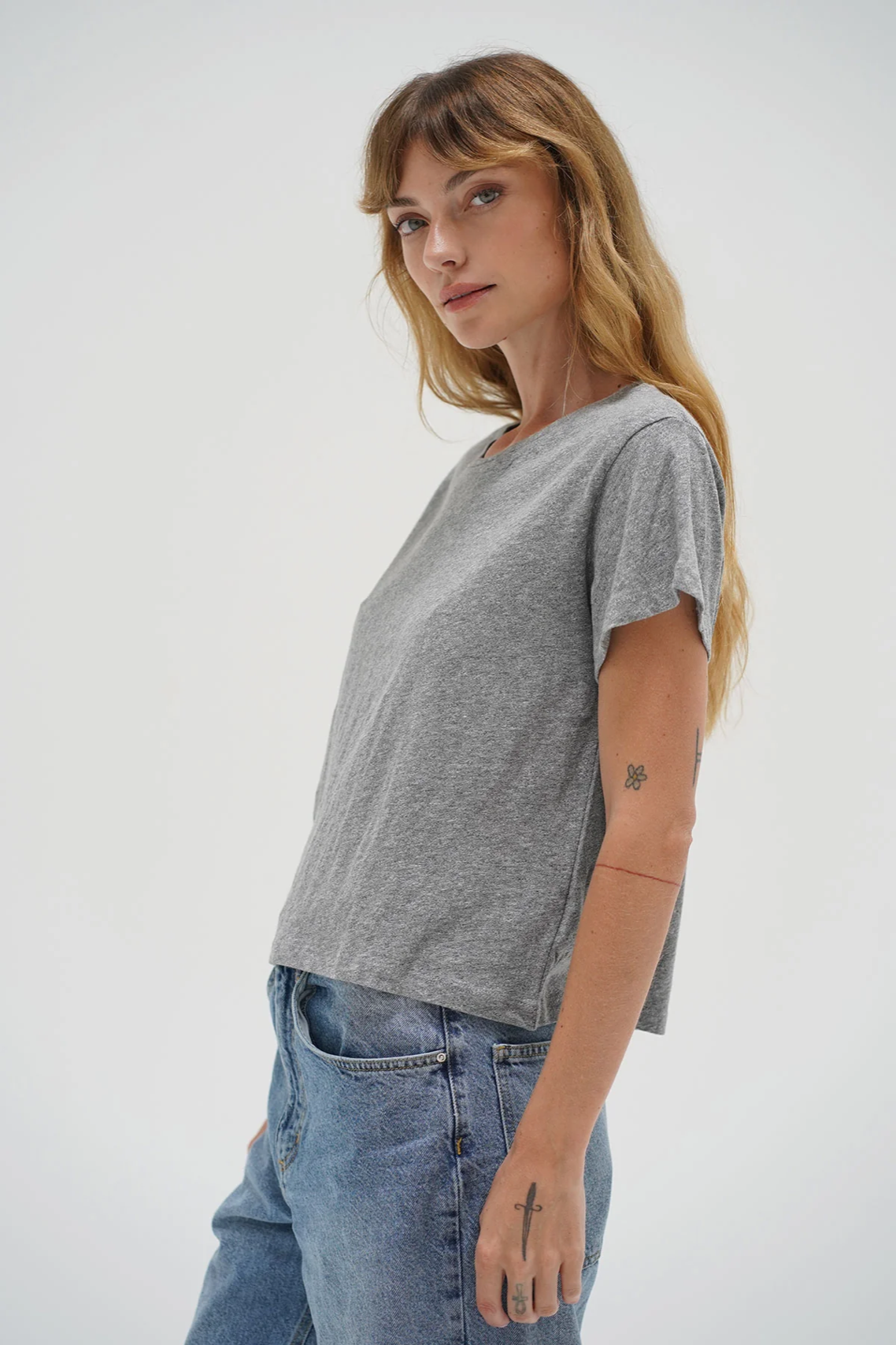 Shaden Cotton Crew - Heather Grey