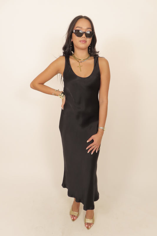 Shadow Silk Midi Dress