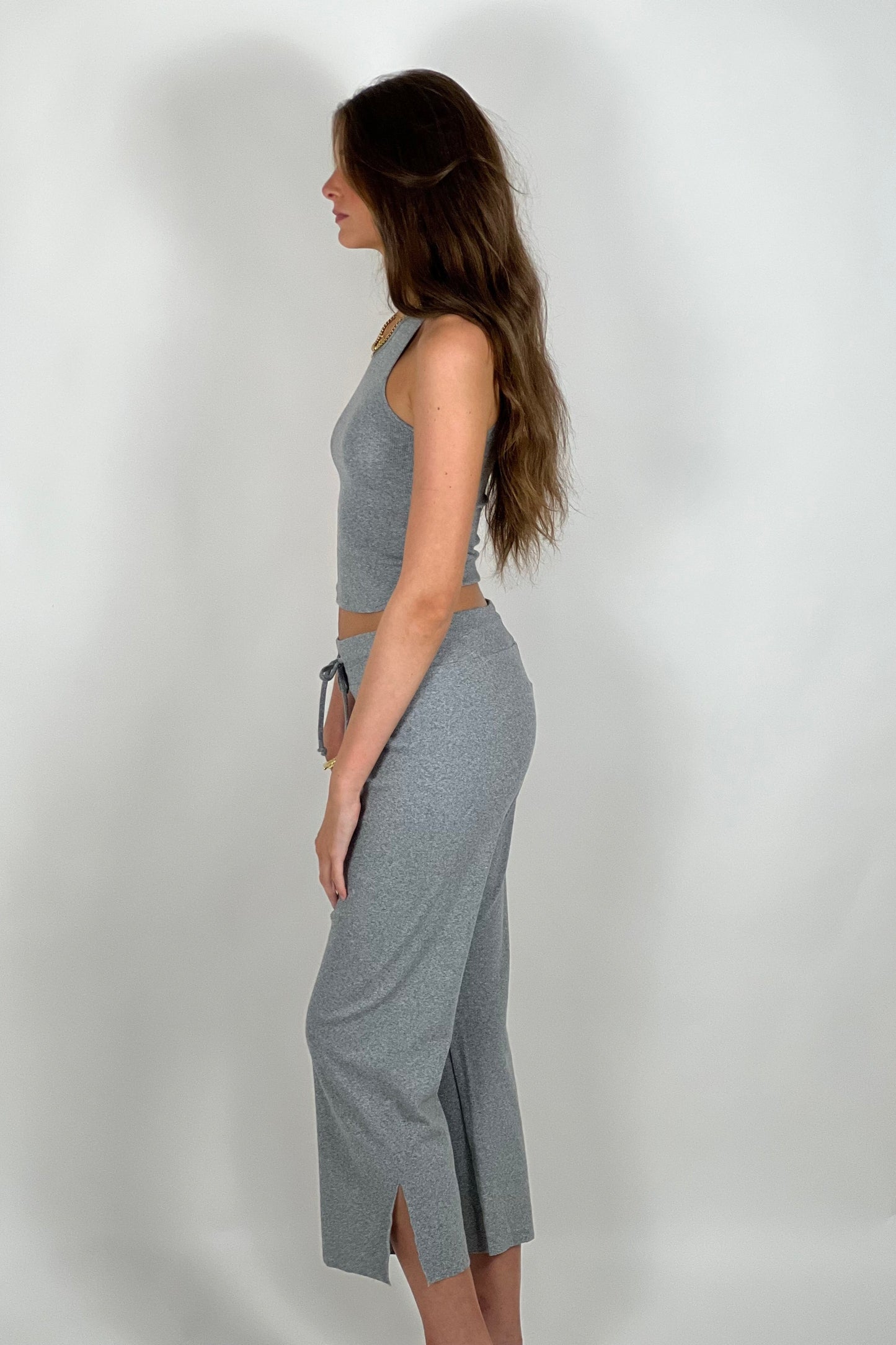 Kismet Cotton Rib Pant - Heather Grey