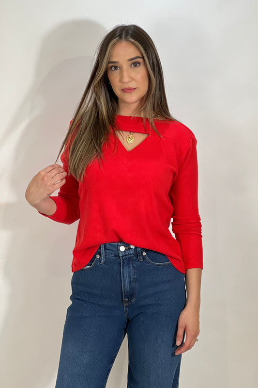 Colette Waffle Top - High Risk Red