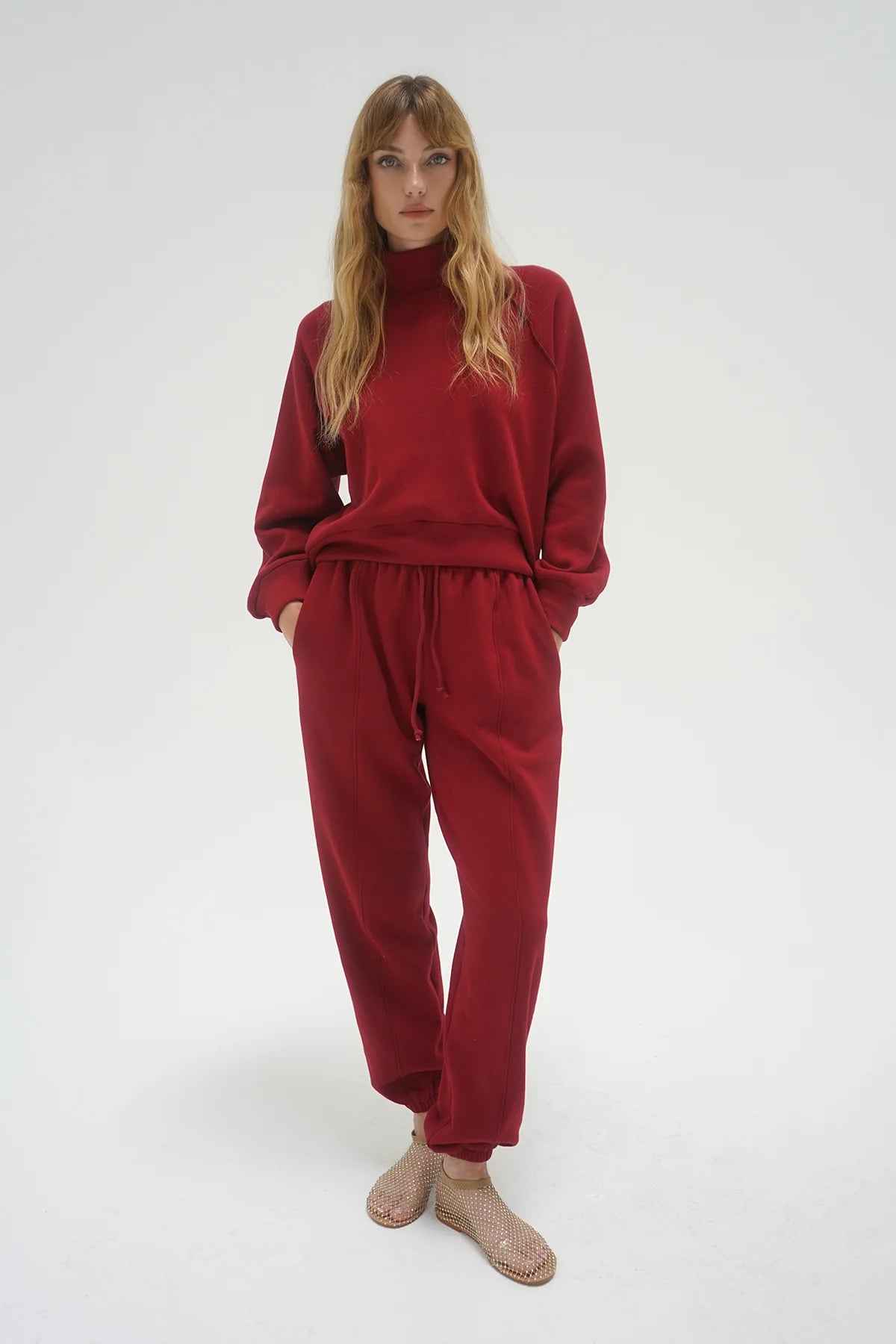 Jace Seamed Fleece Jogger - Oxblood