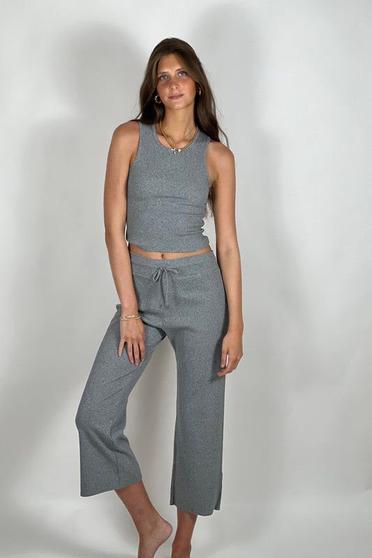 Maya Cotton Rib Tank - Heather Grey