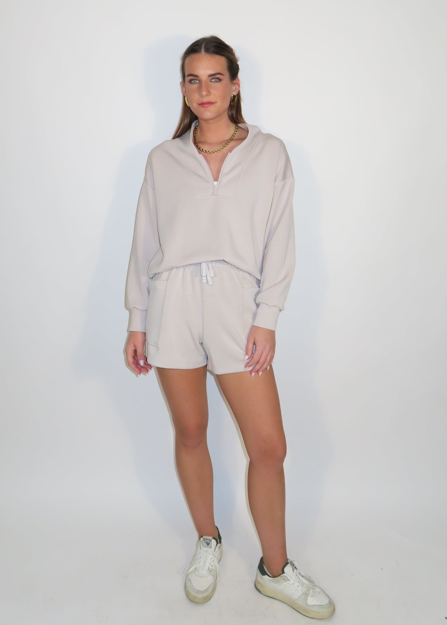 Luxe Half Zip - Mocha Cream