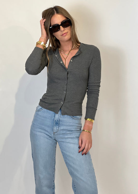 Gabriella Ribbed Snap Henley