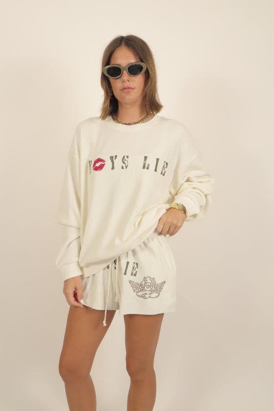 Cadet White Kara Crewneck
