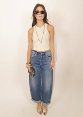 Detra Ribbed Tank - Bone