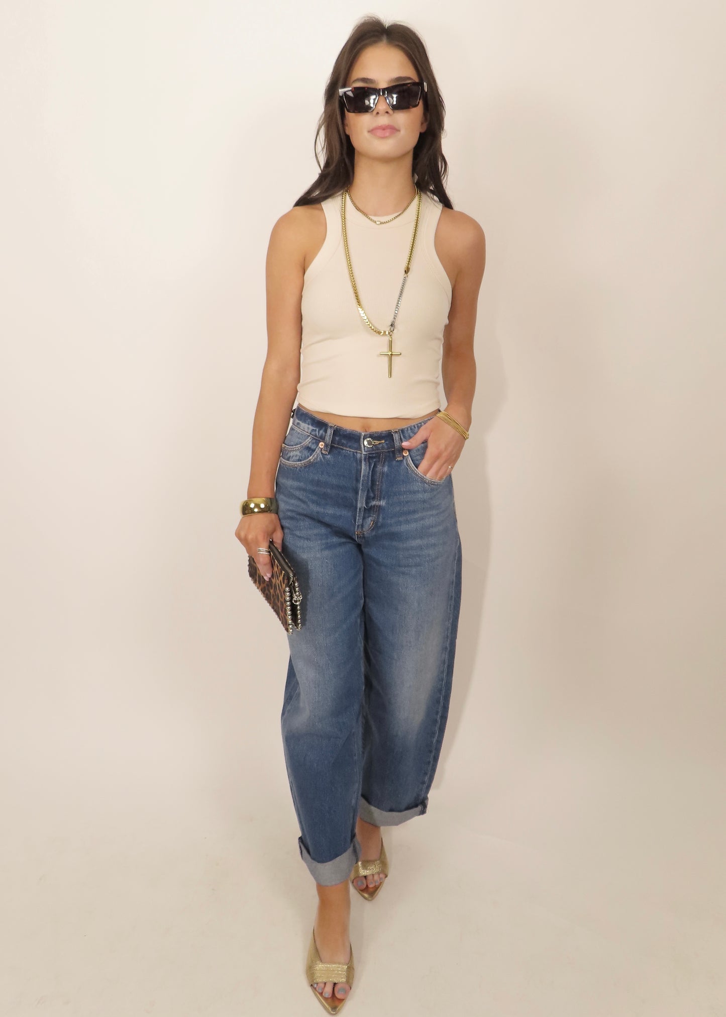 Detra Ribbed Tank - Bone