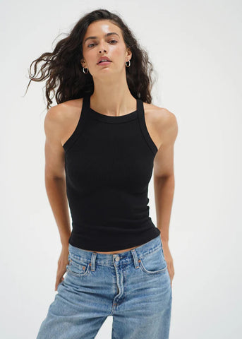 Dylan Ribbed Tank - Black