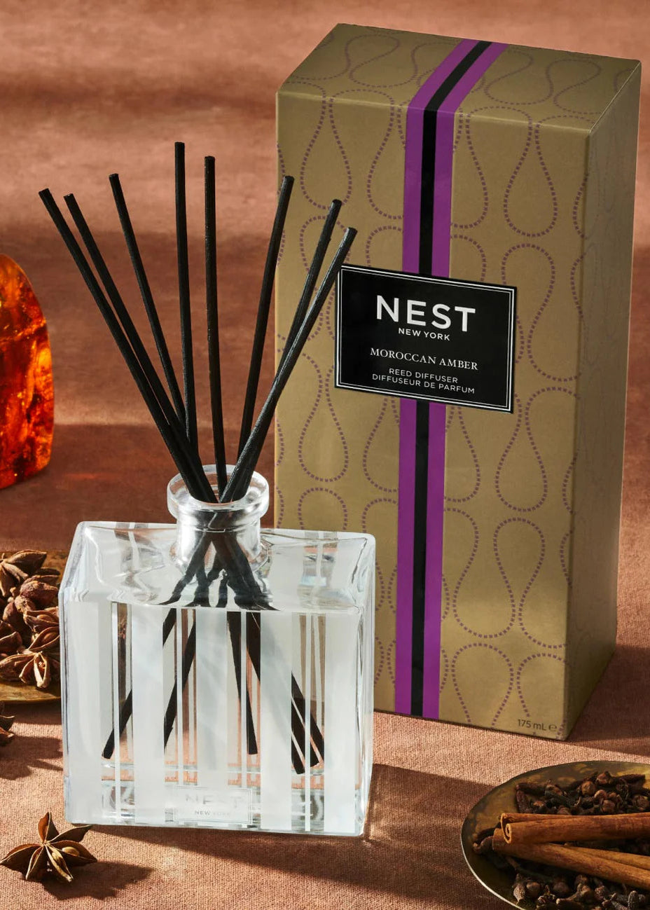 NEST new york. Nest reed diffuser. Nest candles. Nest diffuser. Moroccan amber. NEST Moroccan amber. Home scents. Home Fragrances. Clean home scents. clean home fragrances. NEST near me. 
