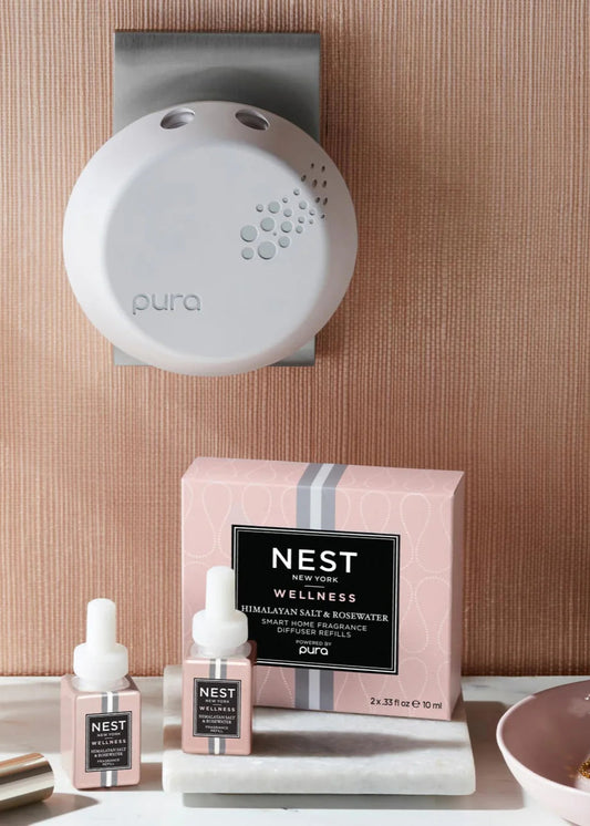 Nest new york. Nest new york near me. nest candles. nest fragrances. home fragrances. himalayan salt and rosewater. pura. pura diffuser. pura diffuser near me. pura refills. nest pura. clean home scent. clean home fragrances. luxury home scents. cruelty free scents. cruelty free home. Pink. Nest new york pura. 
