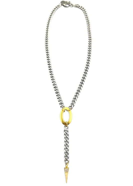 Necklace with a gold pendant on a white background